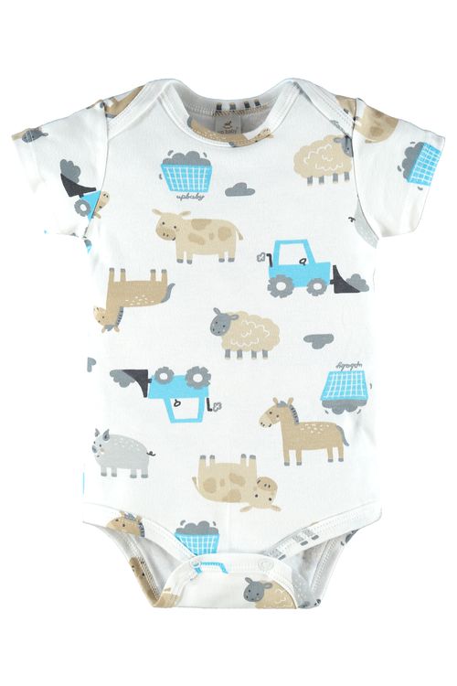 Body Manga Curta em Suedine Masculino para Bebês (Branco) Up Baby