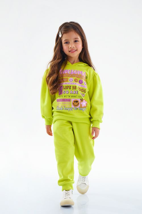 Conjunto de Inverno com Blusão e Calça em Moletom Infantil Feminino (Verde) Up Baby