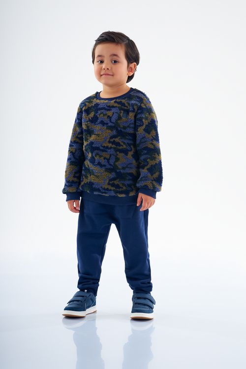 Conjunto de Inverno com Blusão e Calça Infantil Masculino (Azul escuro) Up Baby