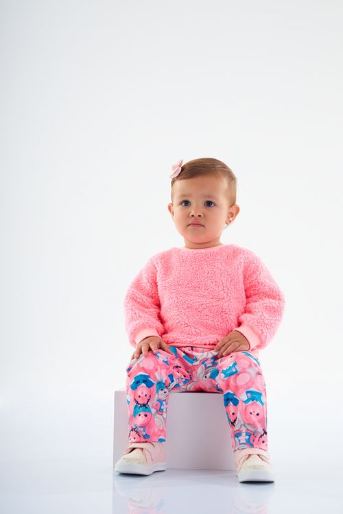 Conjunto Longo com Blusão e Calça Legging para Bebê (Rosa) Up Baby