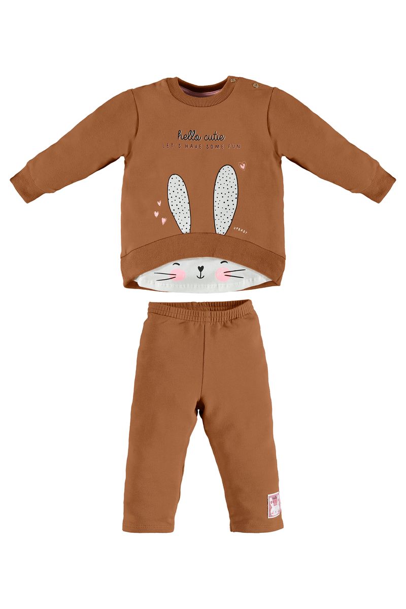 Up-Baby---Conjunto-para-Bebe-Menina-com-Blusao-e-Calca-em-Molecotton-Marrom