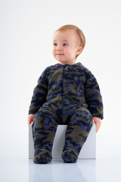 Macacão Longo em Pelo Sintético para Bebê Menino (Azul Marinho) Up Baby