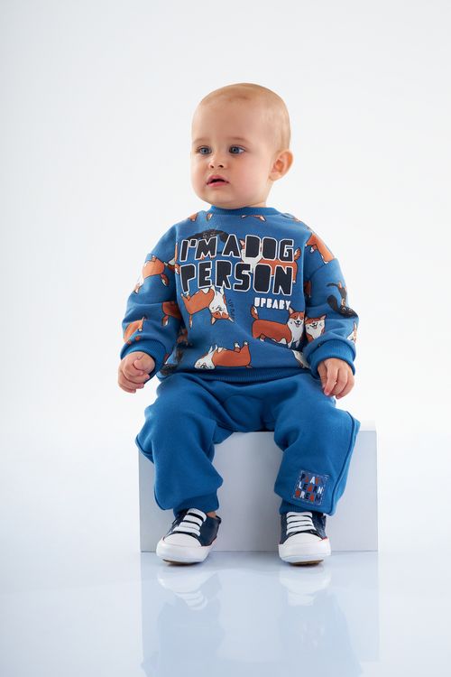 Conjunto de Inverno com Blusão e Calça em Moletom para Bebê Menino (Azul) Up Baby