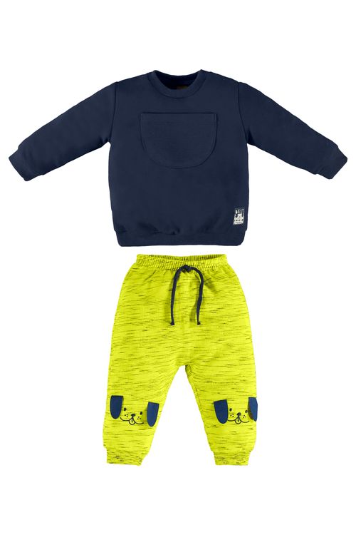 Conjunto para Bebê Menino com Blusão e Calça em Moletom (Azul) Up Baby