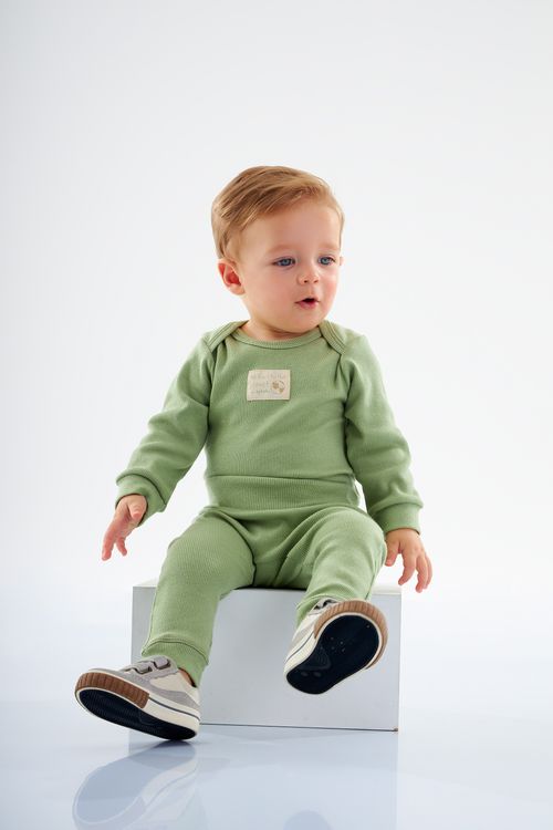 Calça Nature em Ribana Unissex para Bebê (Verde) Up Baby