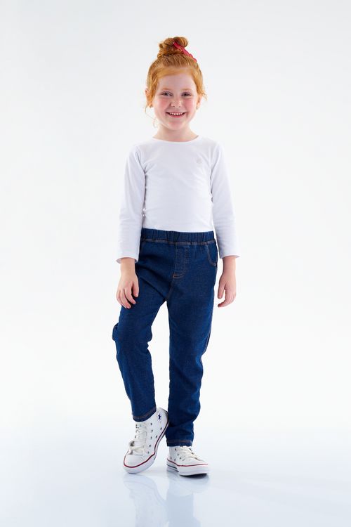 Calça Legging Jeans Infantil Feminina (Azul Escuro) Up Baby