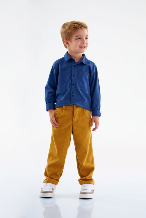 Calça Xadrez Infantil Masculina (Amarelo Escuro) Up Baby