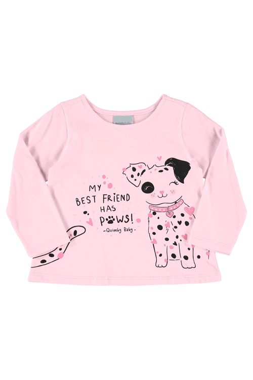 Blusa Manga Longa Infantil Menina (Rosa) Quimby