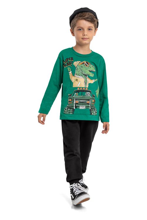 Camiseta Infantil Dino Menino (Verde) Quimby