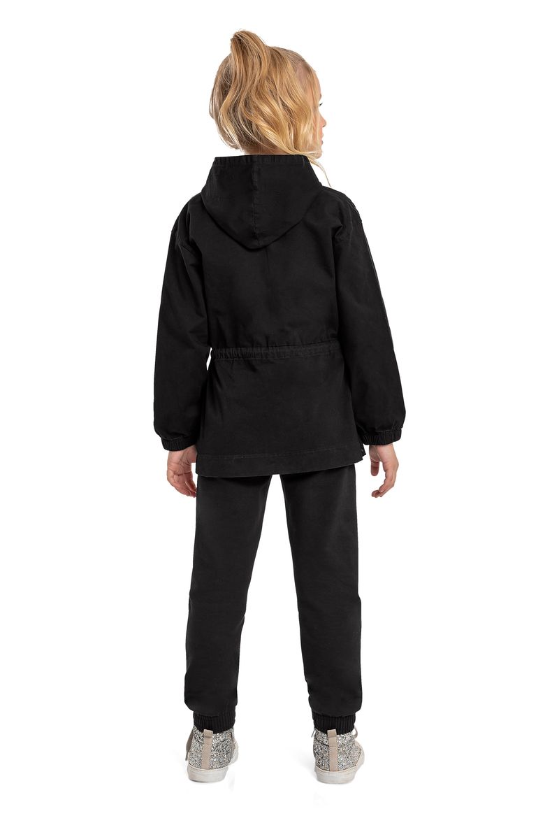 Quimby---Parka-Infantil-em-Sarja-para-Menina-Preto