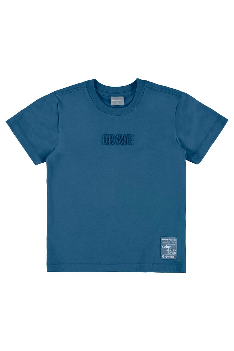 Quimby---Camiseta-Infantil-Meia-Malha-Azul