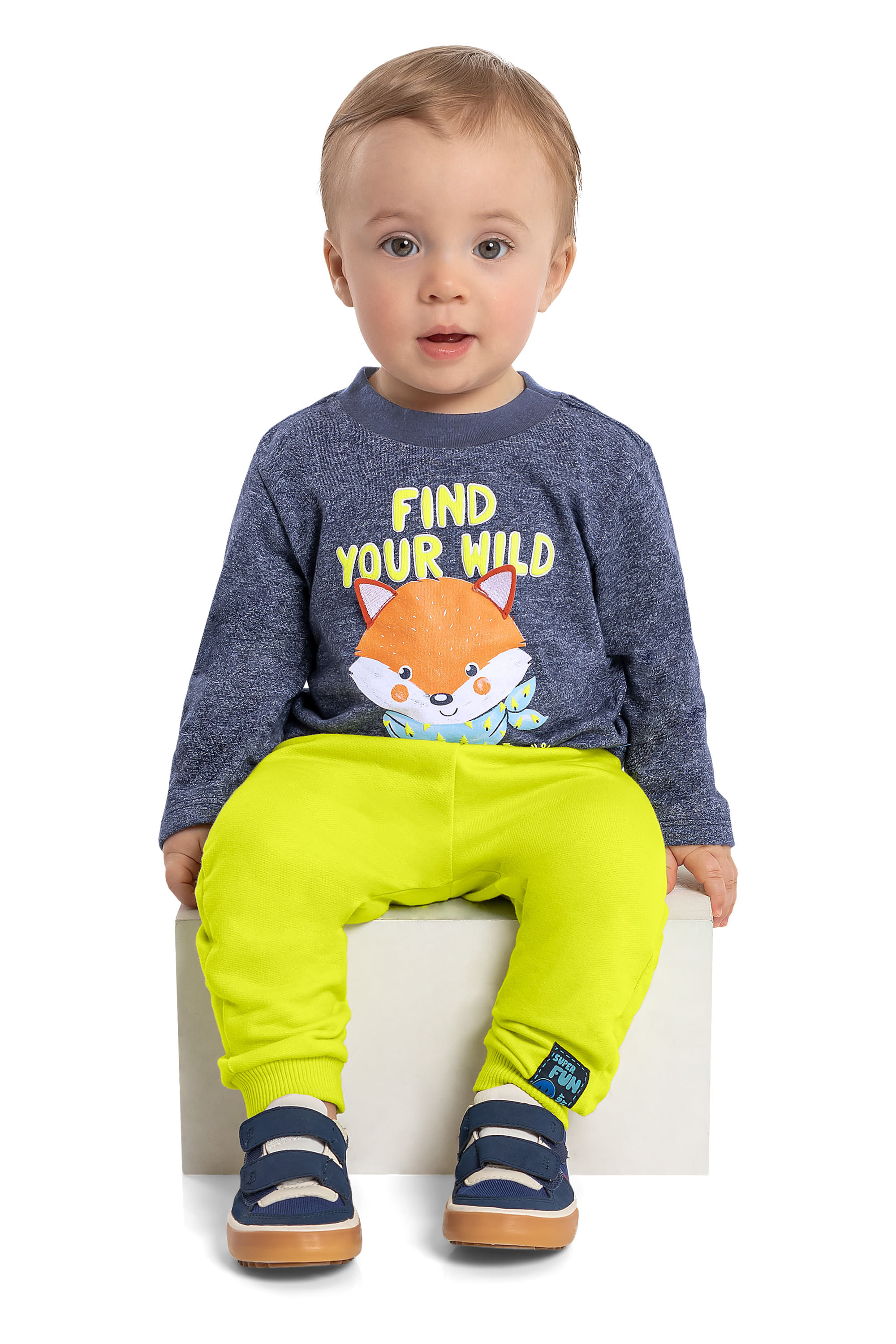 Camiseta Manga Longa Botonê Bebê (Azul) Quimby