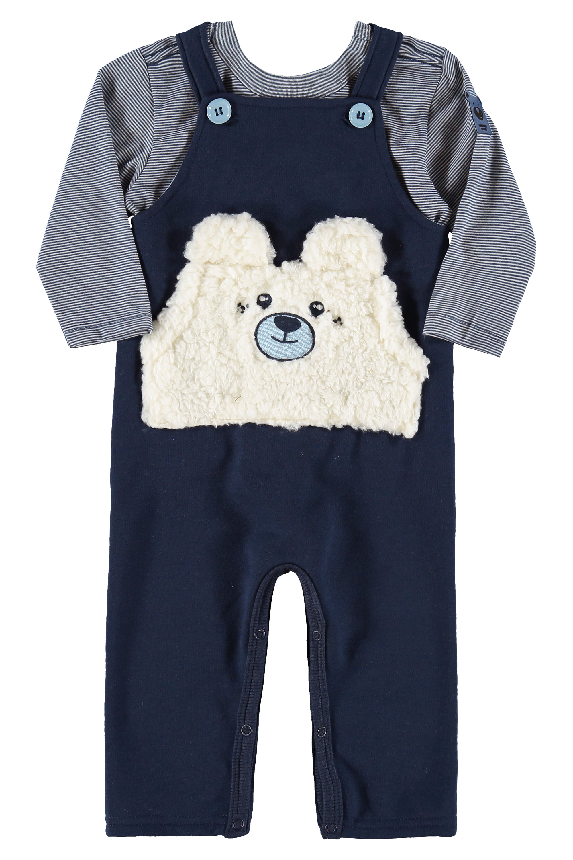 Conjunto Bebê Jardineira e Camiseta (Azul) Quimby