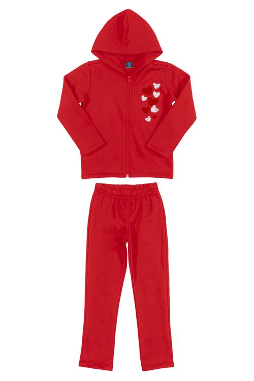 Conjunto Infantil Feminino com Jaqueta e Calça (Vermelho) Plic Ploc