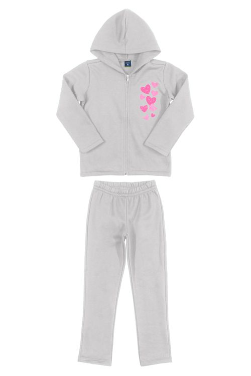 Conjunto Moletom Jaqueta e Calça Infantil Feminino (Cinza) Plic Ploc