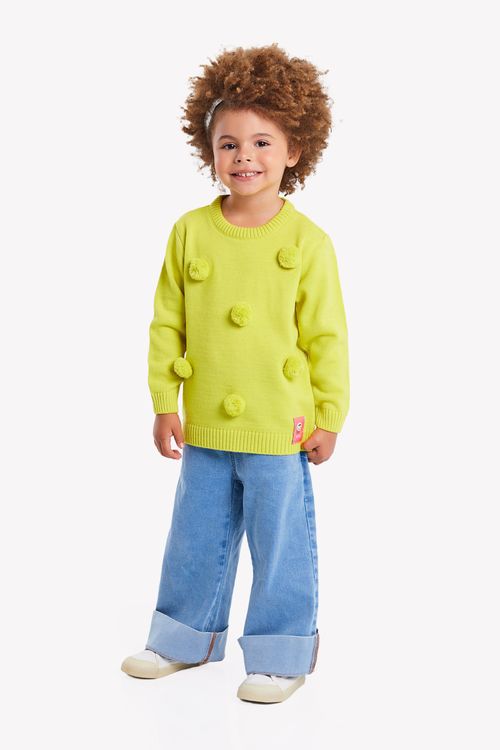 Blusão Feminino Infantil em Tricot (Verde Claro) Up Baby