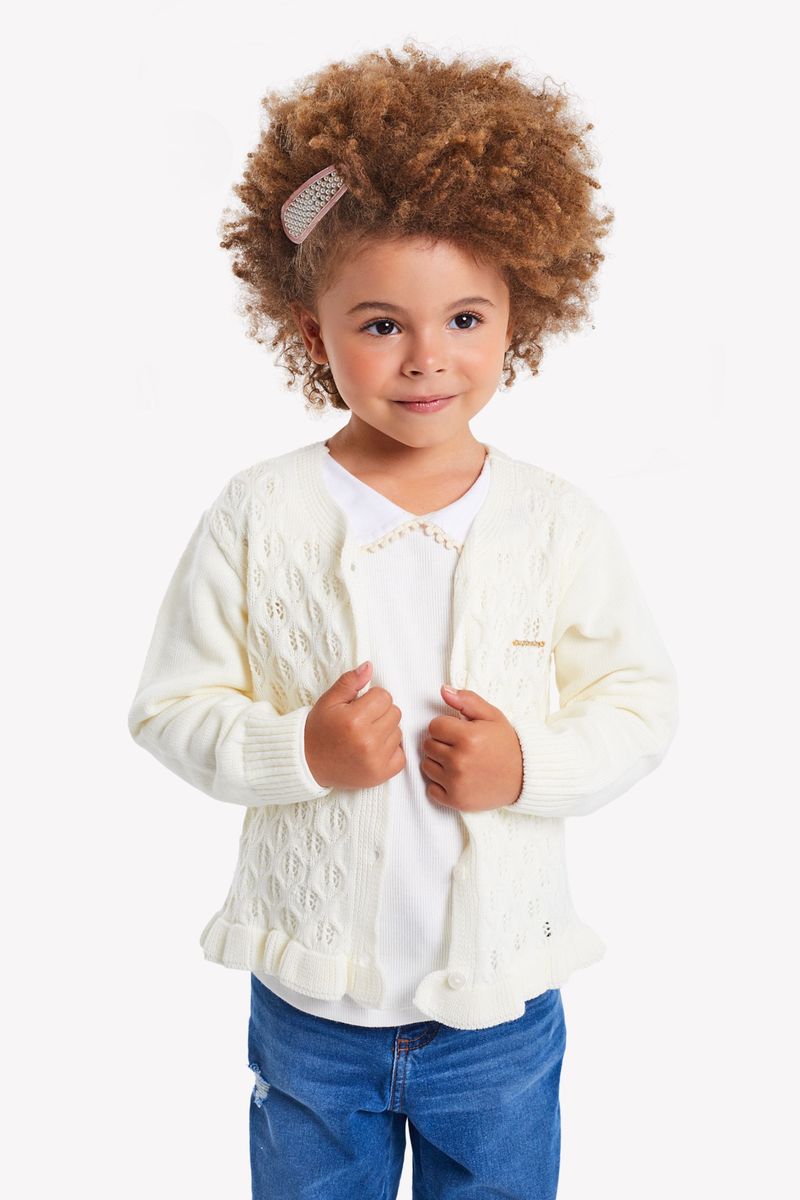 Up-Baby---Casaco-Infantil-para-Meninas-em-Tricot-Bege