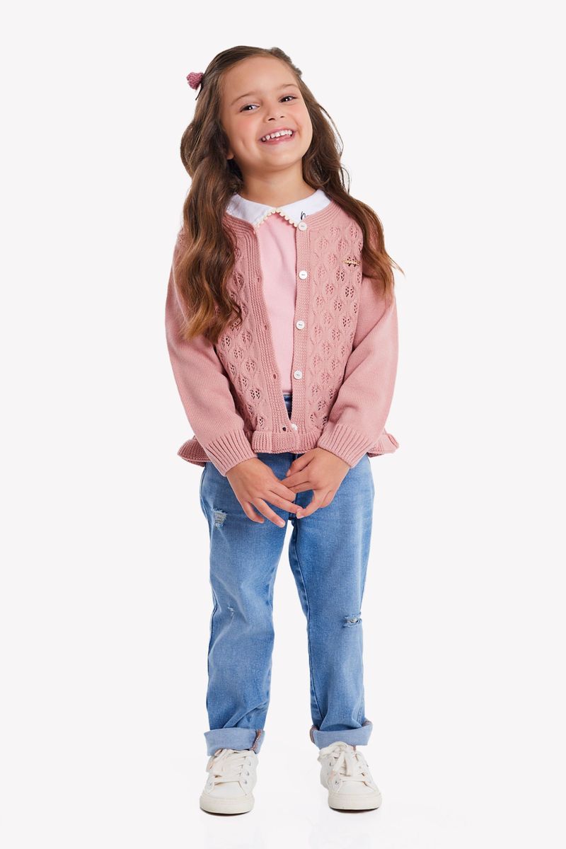 Up-Baby---Casaco-Infantil-para-Meninas-em-Tricot-Rosa