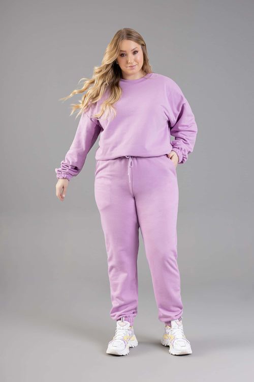 Calça Básica em Moletom Feminino Adulto (Roxo) Just Basic