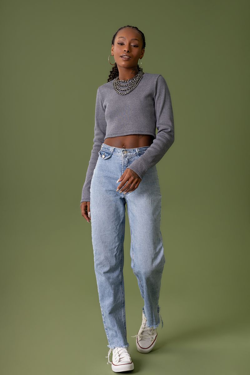 The-Philippines---Cropped-Manga-Longa-Ribana-Casual-Azul