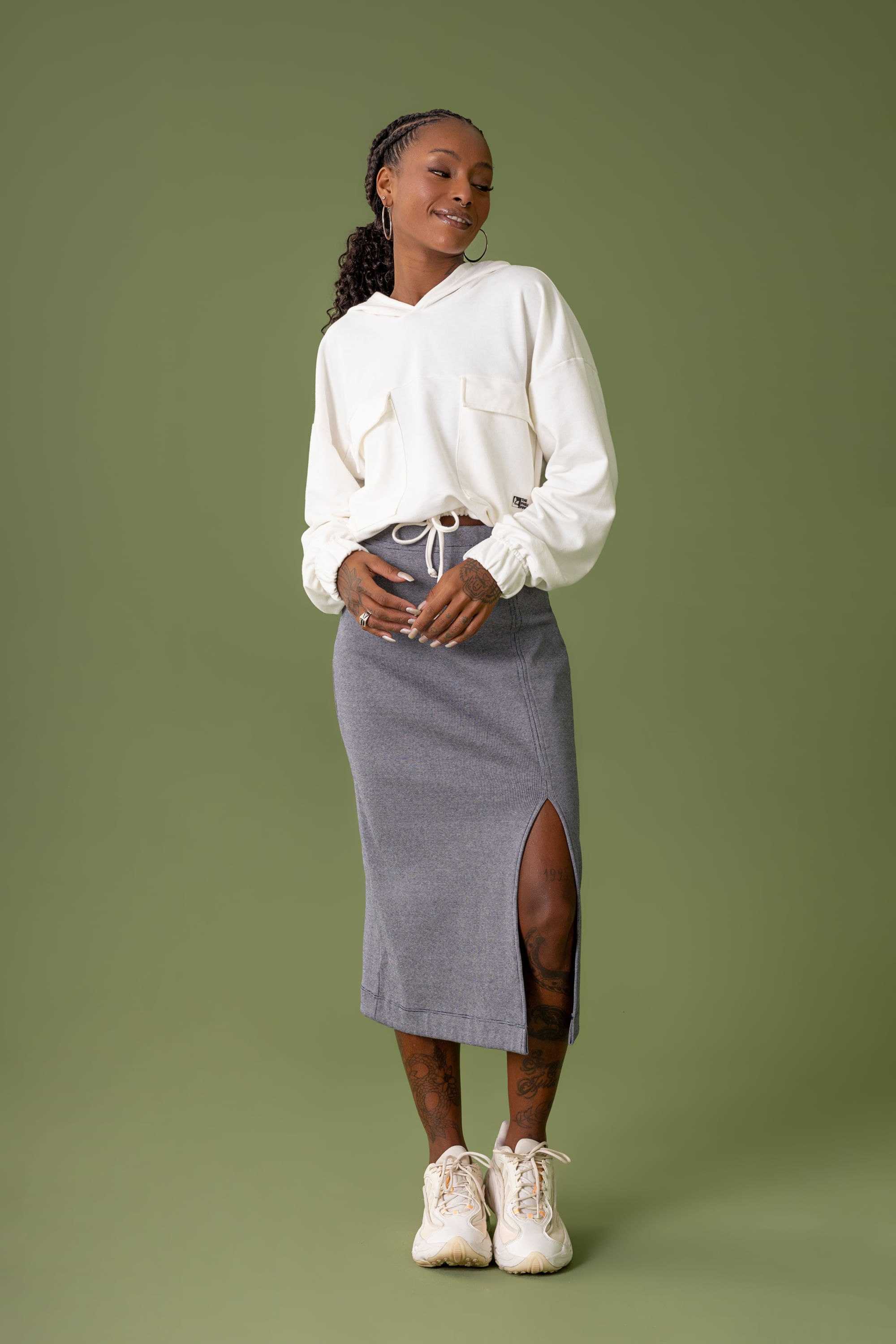 Saia de Ribana Canelada Essential (Cinza) The Philippines