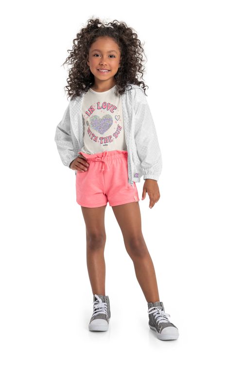 Corta Vento Infantil Feminina em Poliéster (Branco) Quimby