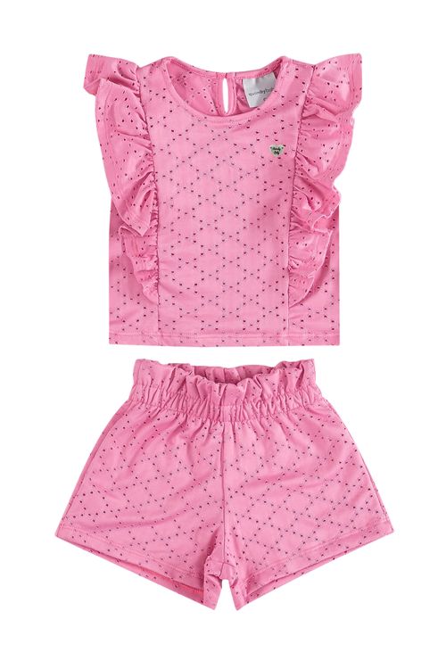 Conjunto com Blusa e Short para Bebês (Rosa) Quimby