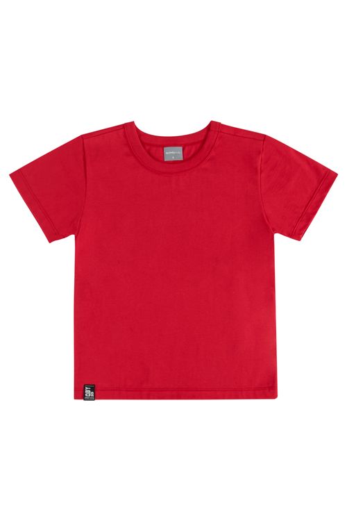 Camiseta Básica Infantil para Meninos Manga Curta em Meia Malha (Vermelho) Quimby