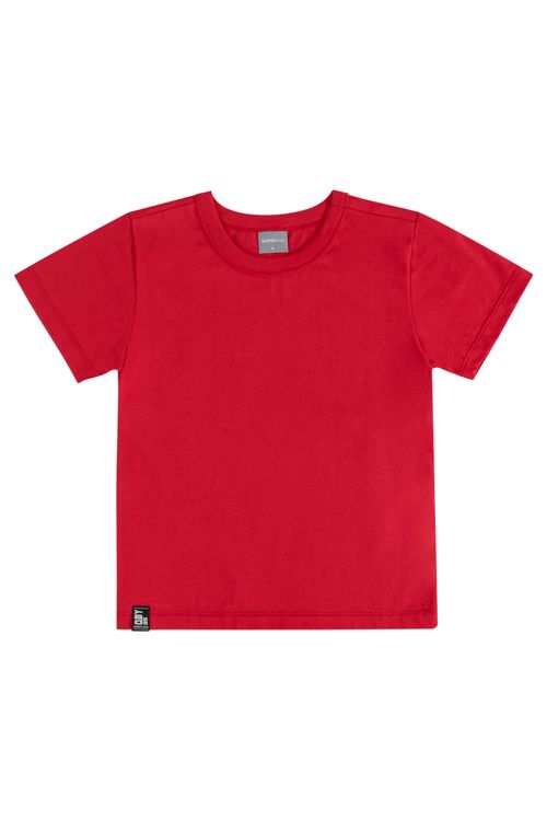 Camiseta Básica Infantil para Meninos Manga Curta em Meia Malha (Vermelho) Quimby