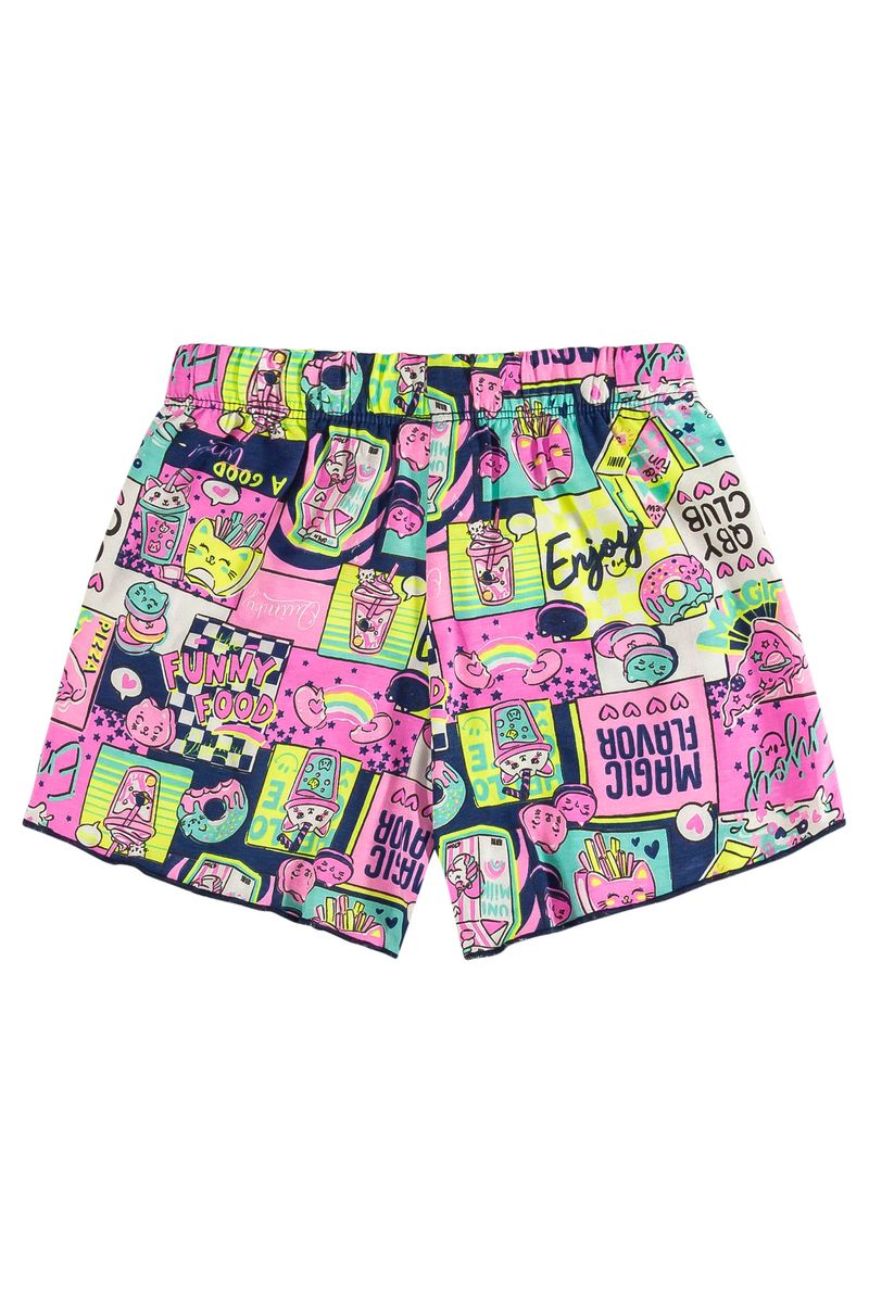 Pijama-com-Blusa-e-Short-Infantil-Feminino-em-Meia-Malha--Cinza-Claro--Quimby