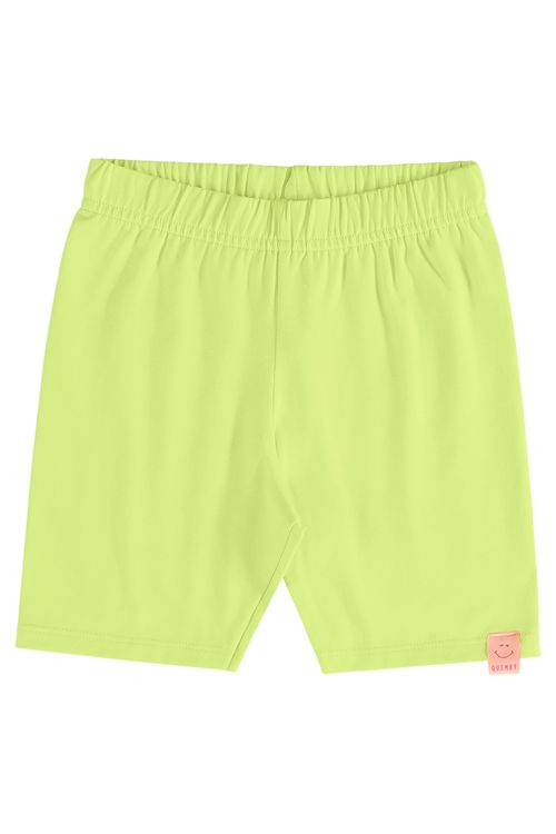 Bermuda Ciclista Básica Infantil Feminina em Cotton (Verde Claro) Quimby