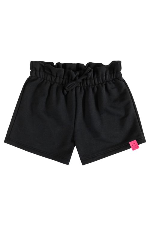 Short Básico Infantil Feminino em Moletom (Preto) Quimby