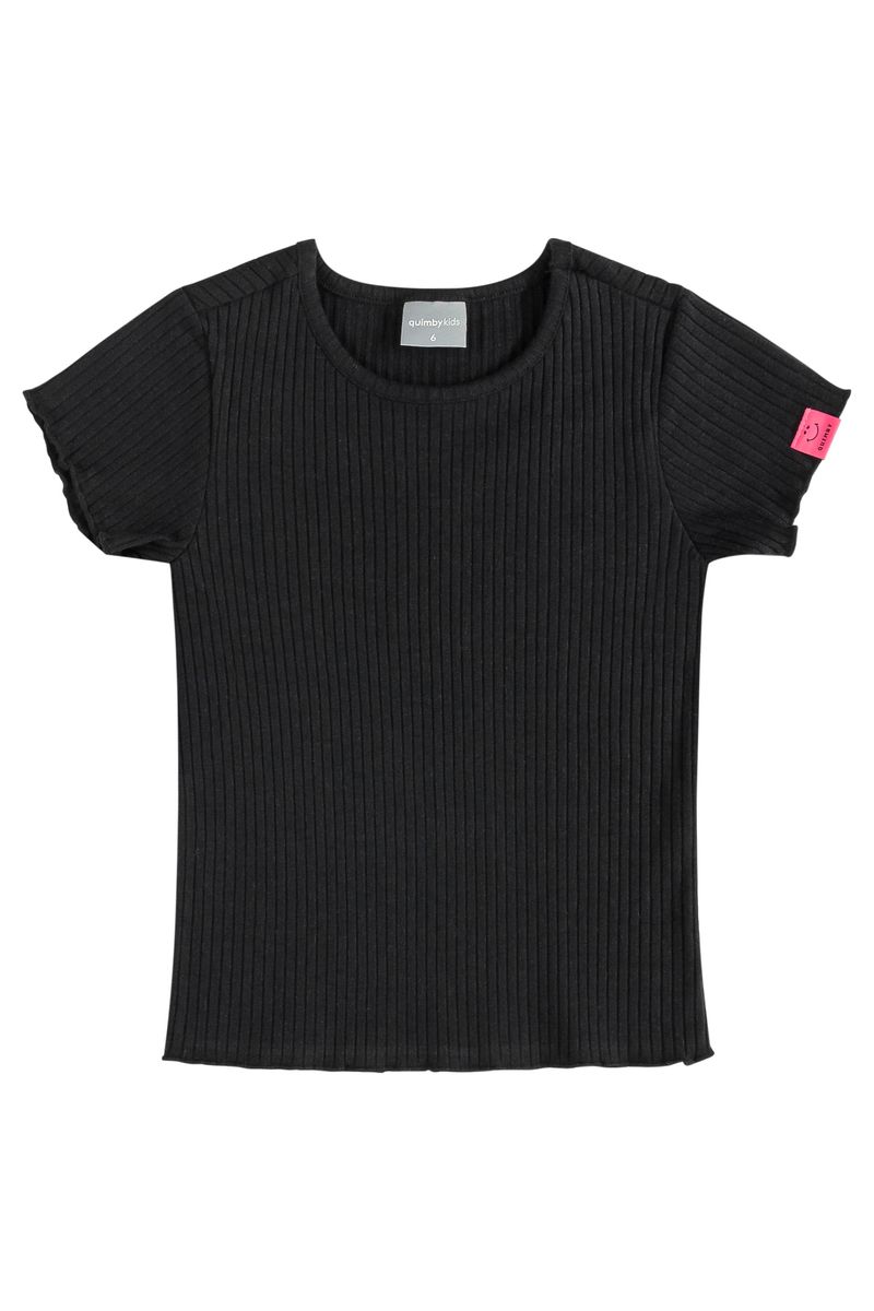 Blusa-Basica-Infantil-Feminina-em-Ribana-Canelada--Preto--Quimby