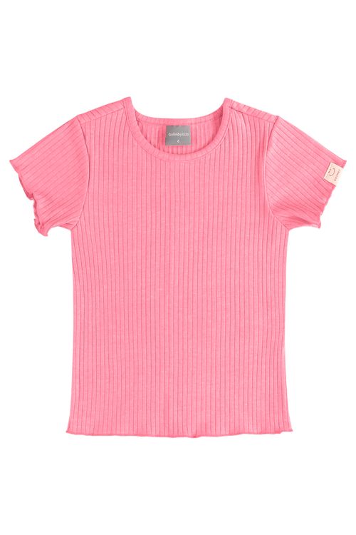 Blusa Básica Infantil Feminina em Ribana Canelada (Rosa) Quimby