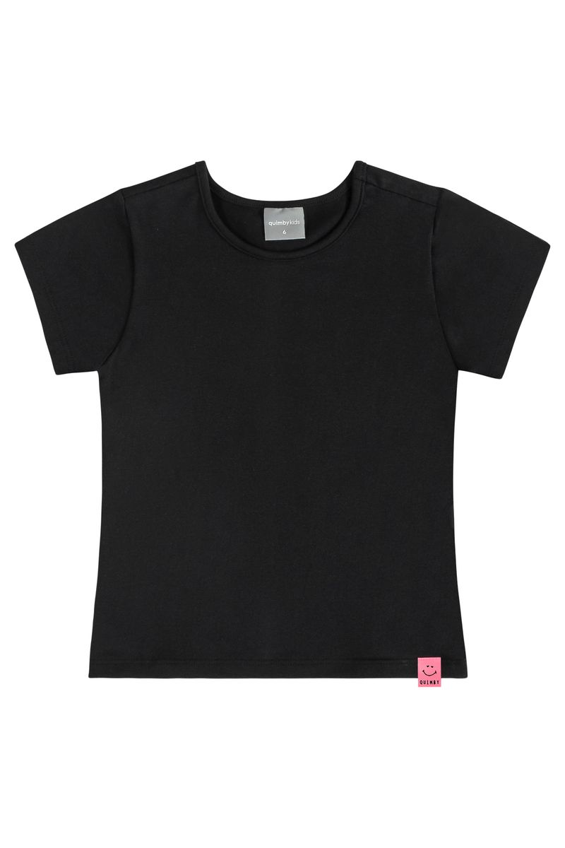 Blusa-Basica-de-Manga-Curta-Infantil-Feminina-em-Cotton--Preto--Quimby