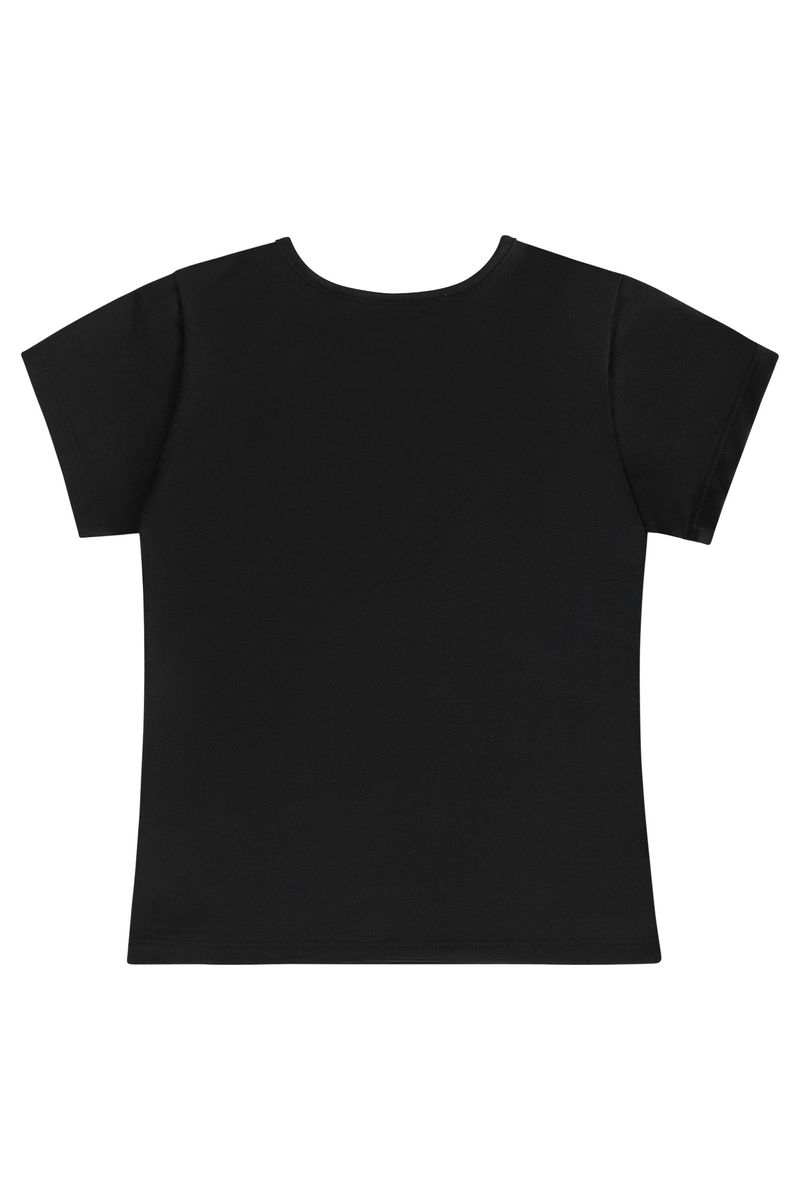 Blusa-Basica-de-Manga-Curta-Infantil-Feminina-em-Cotton--Preto--Quimby