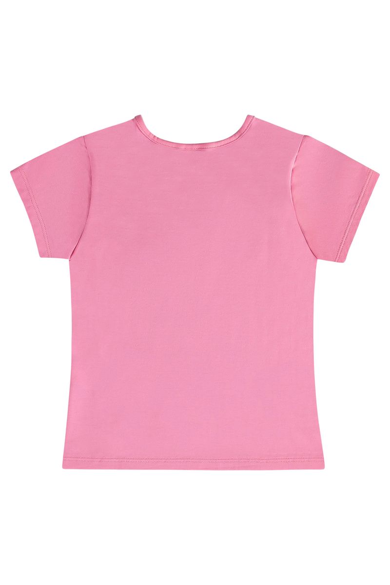 Blusa-Basica-de-Manga-Curta-Infantil-Feminina-em-Cotton--Rosa--Quimby