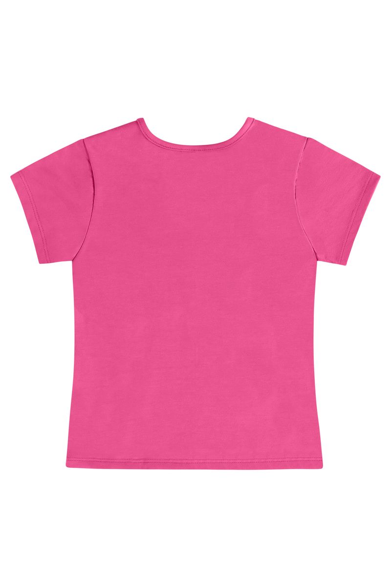 Blusa-Basica-de-Manga-Curta-Infantil-Feminina-em-Cotton--Rosa-Pink--Quimby