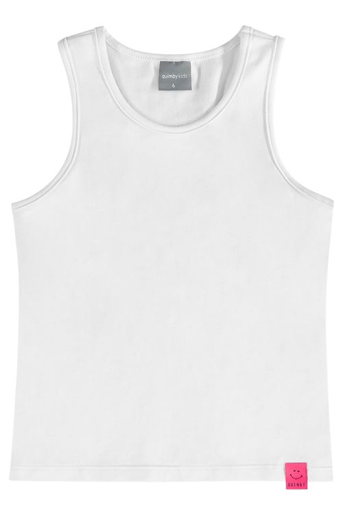 Regata Básica Infantil Feminina em Cotton (Branco) Quimby