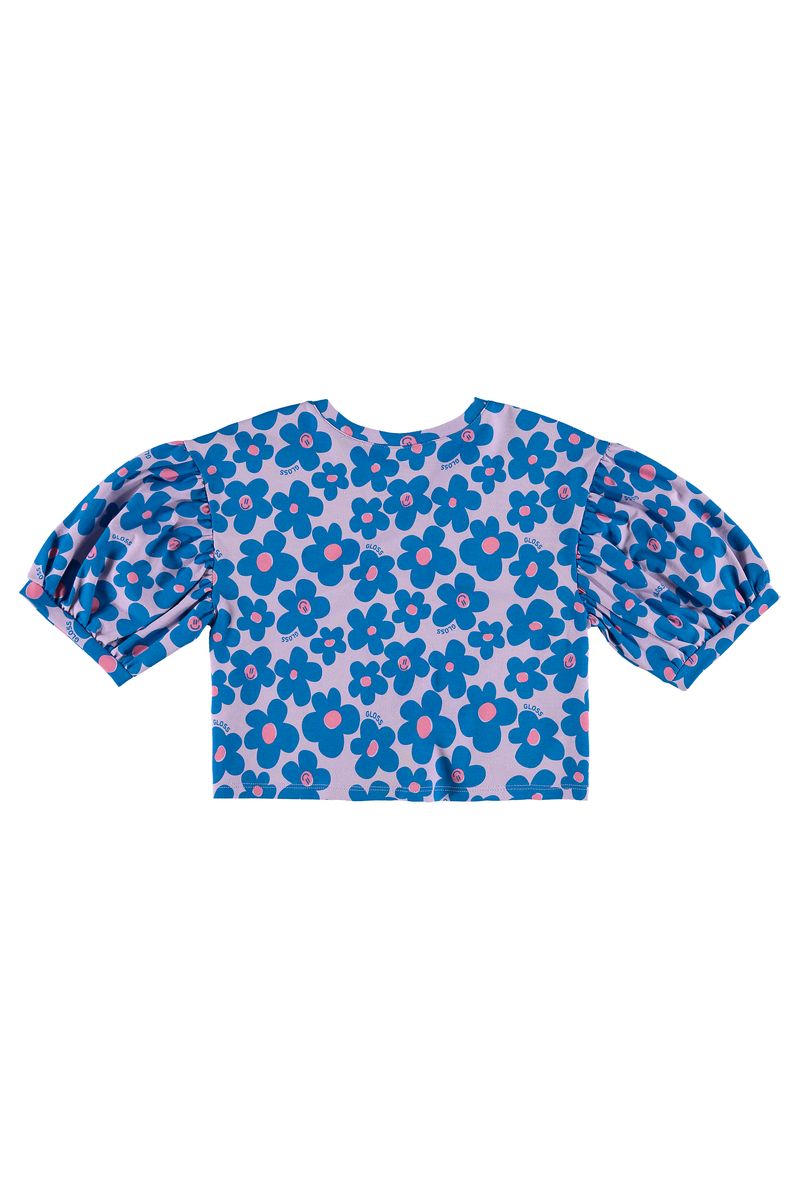 Blusa-Flores-de-Primavera-com-Mangas-Bufante--Roxo--Gloss