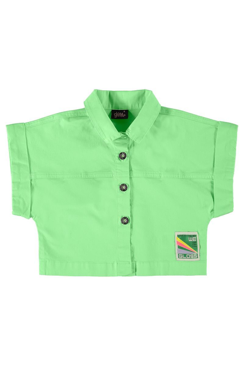 Camisa-Cropped-em-Sarja--Verde--Gloss