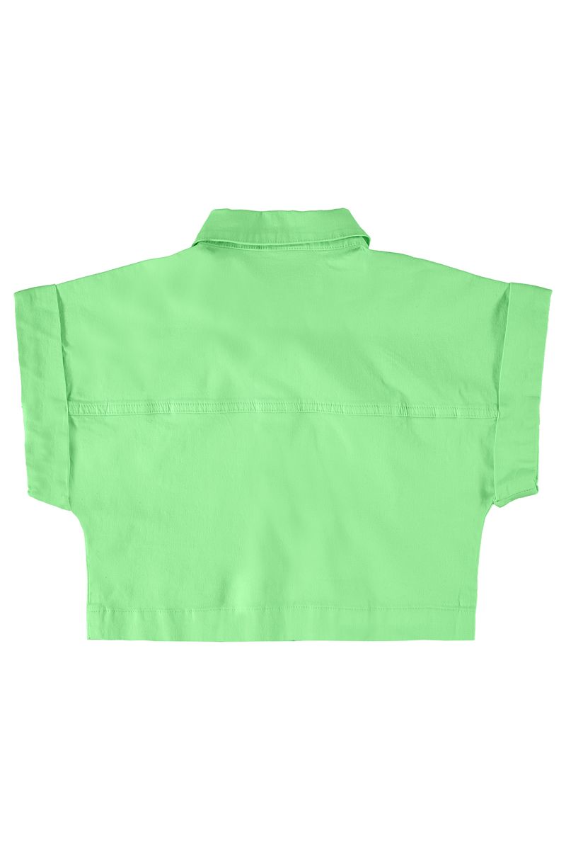 Camisa-Cropped-em-Sarja--Verde--Gloss