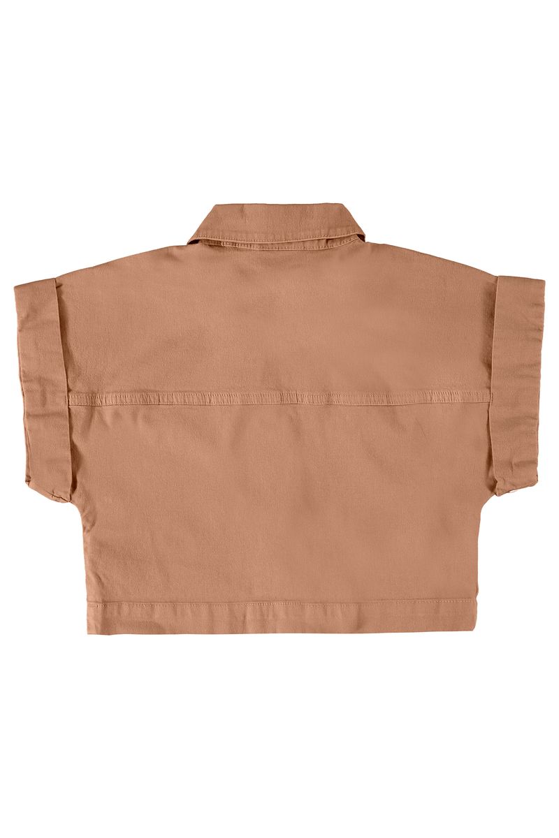 Camisa-Cropped-em-Sarja--Marrom--Gloss