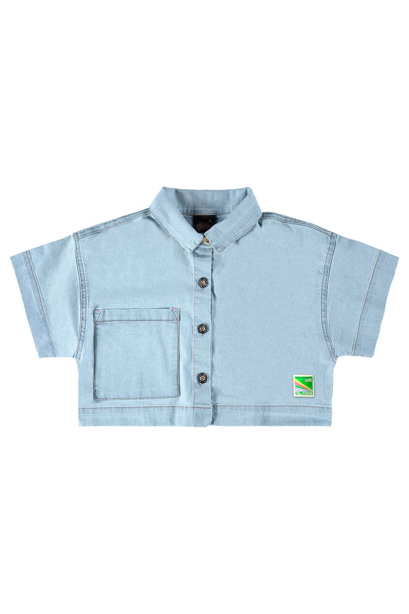Camisa-Cropped-Manga-Curtas-em-Jeans--Azul--Gloss