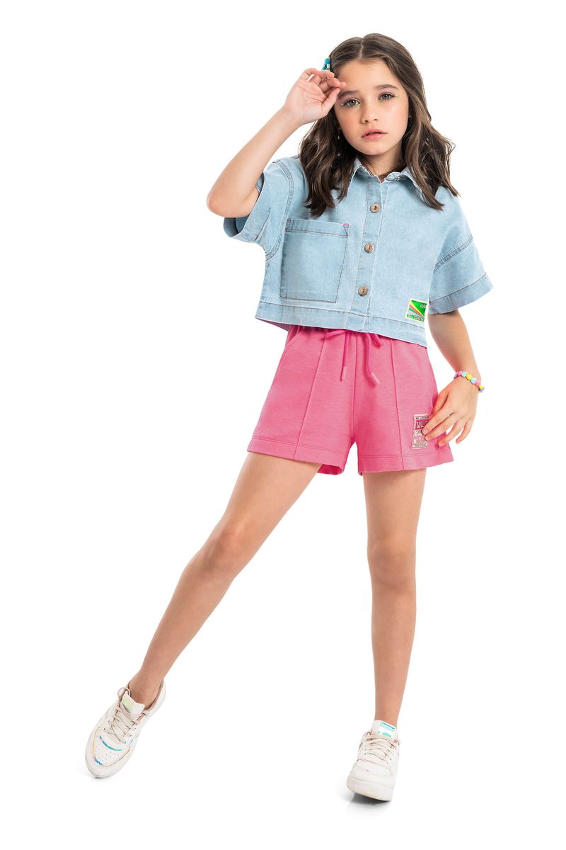 Camisa-Cropped-Manga-Curtas-em-Jeans--Azul--Gloss