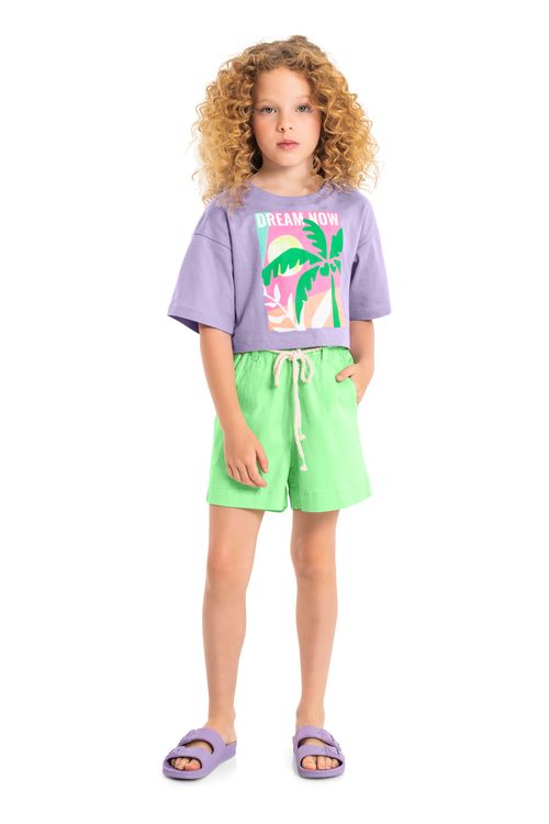 Short Feminino Juvenil em Sarja (Verde Claro) Gloss