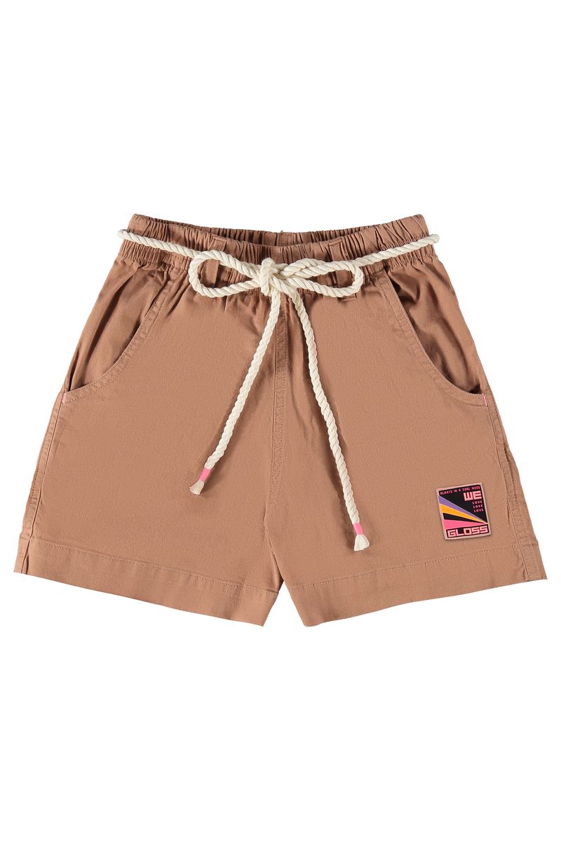 Short-Feminino-Juvenil-em-Sarja--Marrom--Gloss