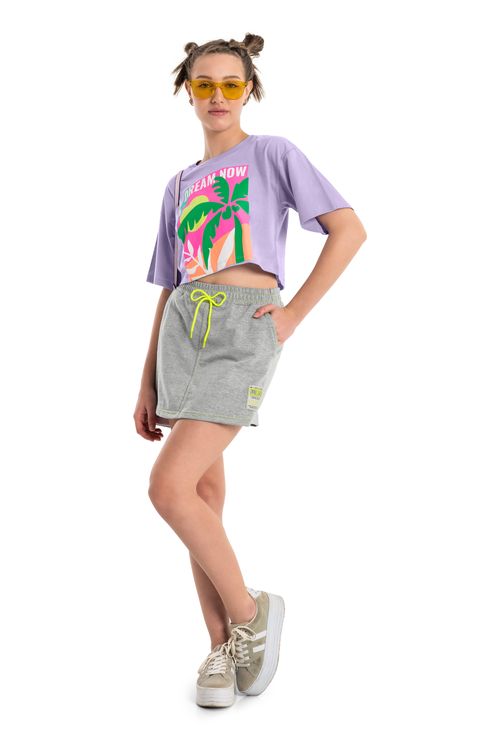 Short-Saia Juvenil em Molecotton (Cinza) Gloss