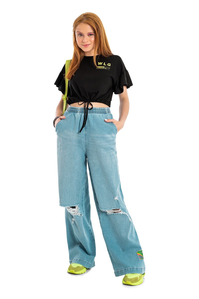 Blusa-Cropped-de-Mangas-Curtas-em-Meia-Malha--Preto--Gloss