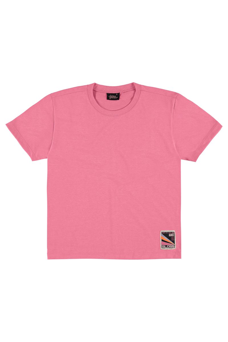 Camiseta-Basica-Oversize-Juvenil-Feminina-com-Manga-Curta--Rosa-Pink--Gloss